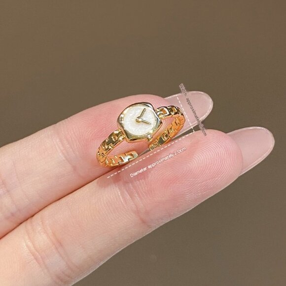 Adjustable Novelty Watch Ring Gold Tone - Picture 7 of 7